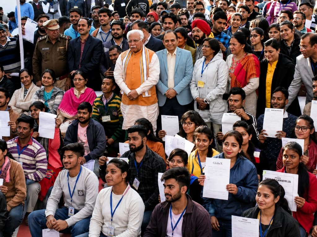 A large crowd of enthusiastic candidates at a mega job fair
