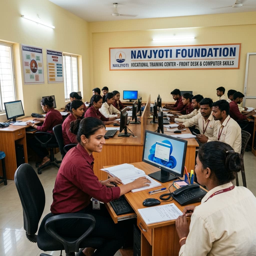 Hands-on vocational training classroom with Indian learners