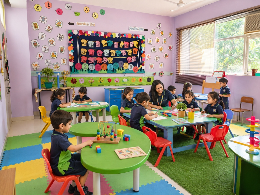 Children working together on a creative activity, simple STEM task, craft project or building blocks
